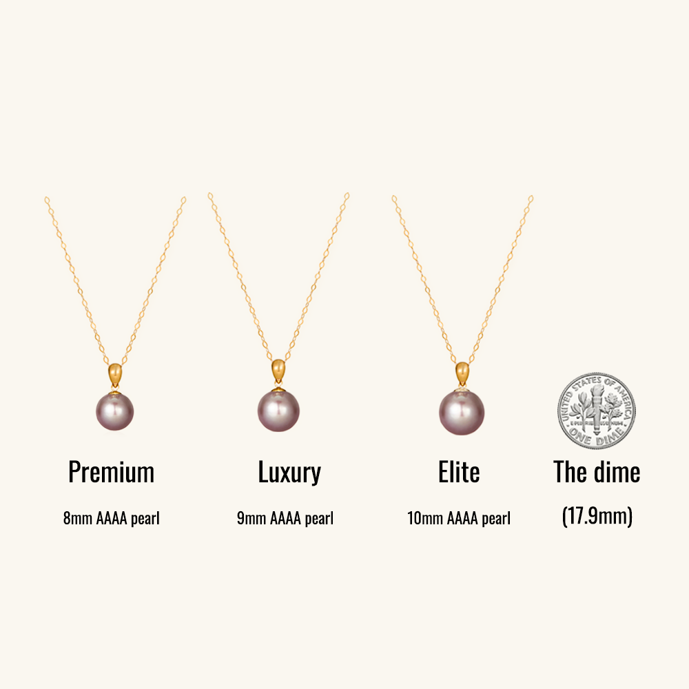 JESCOJES 18K Gold AAAA Violet Pearl Pendant Necklace