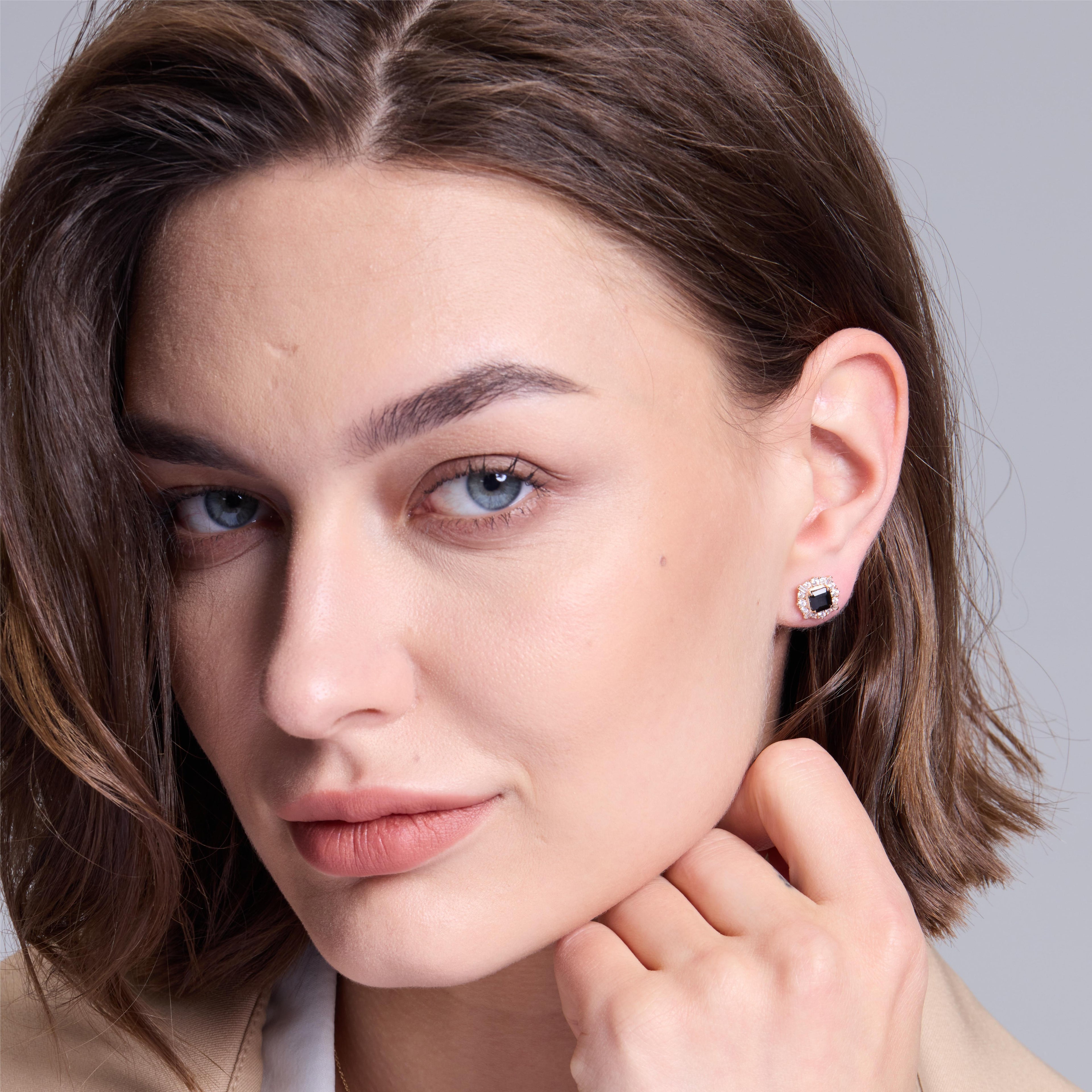 Charming Black Agate Stud Earrings - JESCOJES