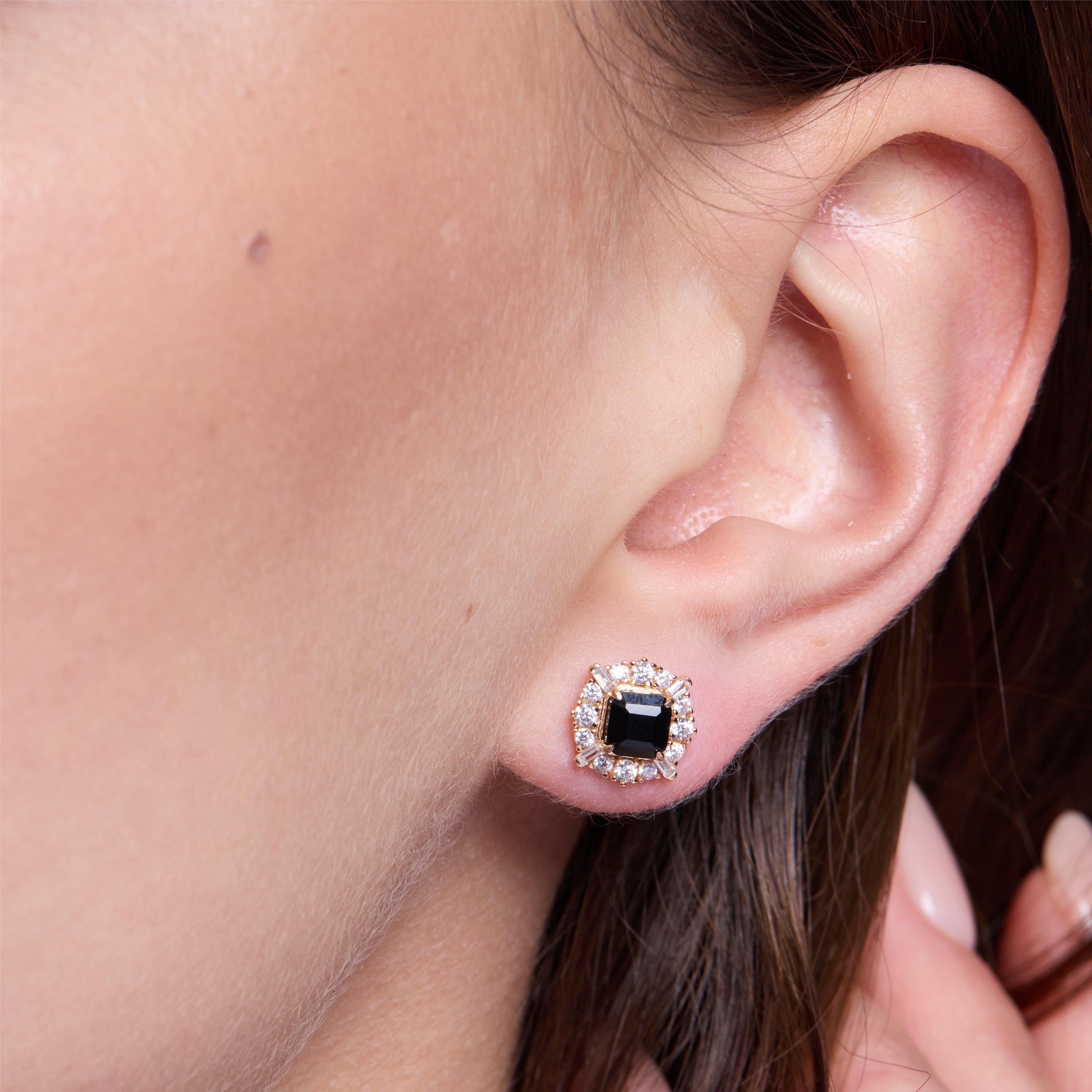 Charming Black Agate Stud Earrings - JESCOJES