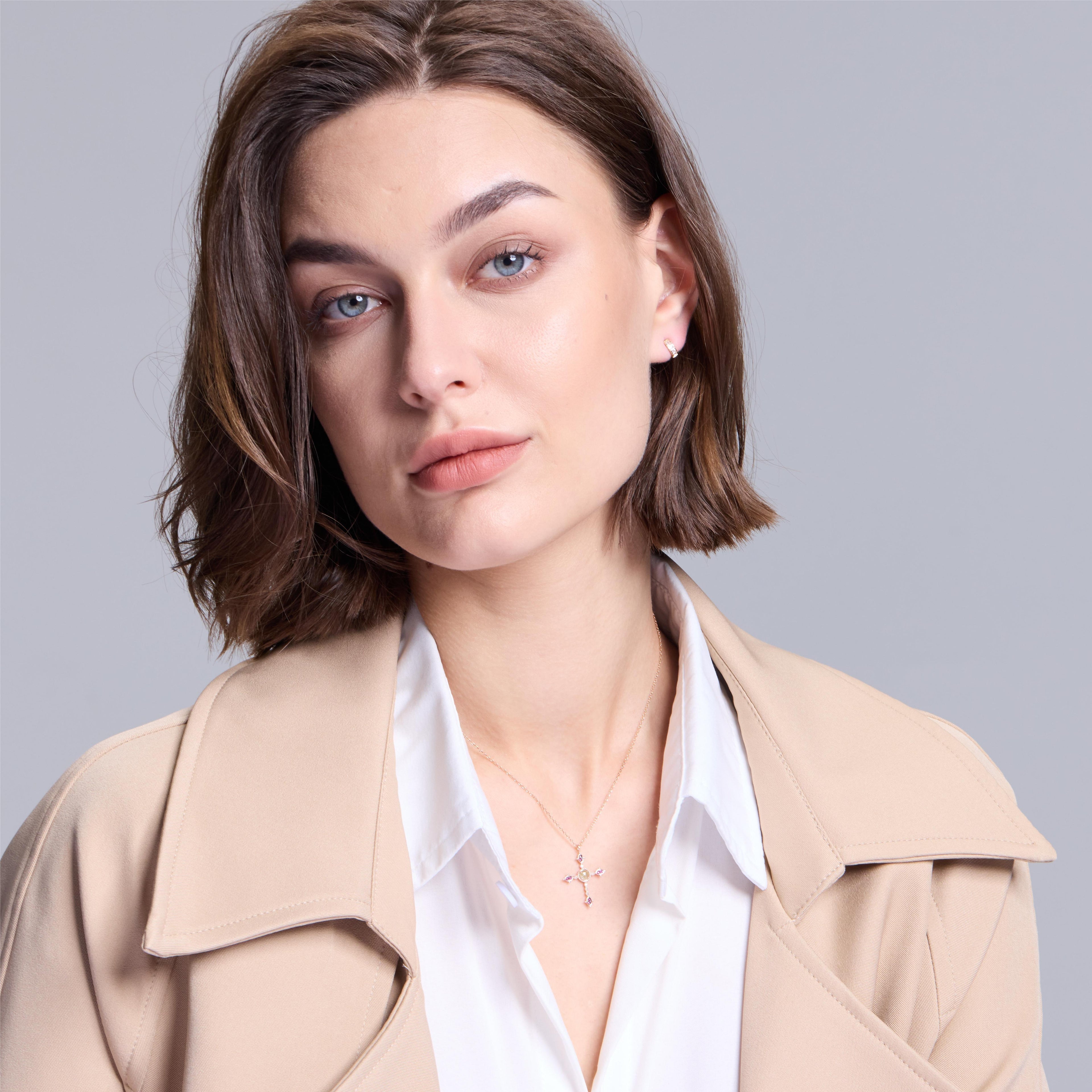 Rose Gold Diamond Cross Pendant Necklace - Elegance - JESCOJES