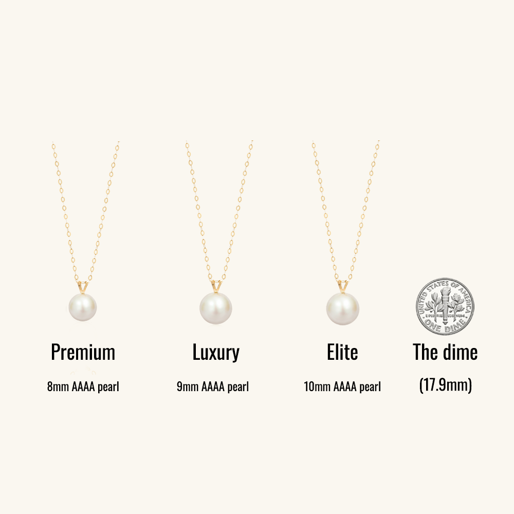 JESCOJES AAAA Pearl V-Bale Pendant Necklace - Pearl Sizes