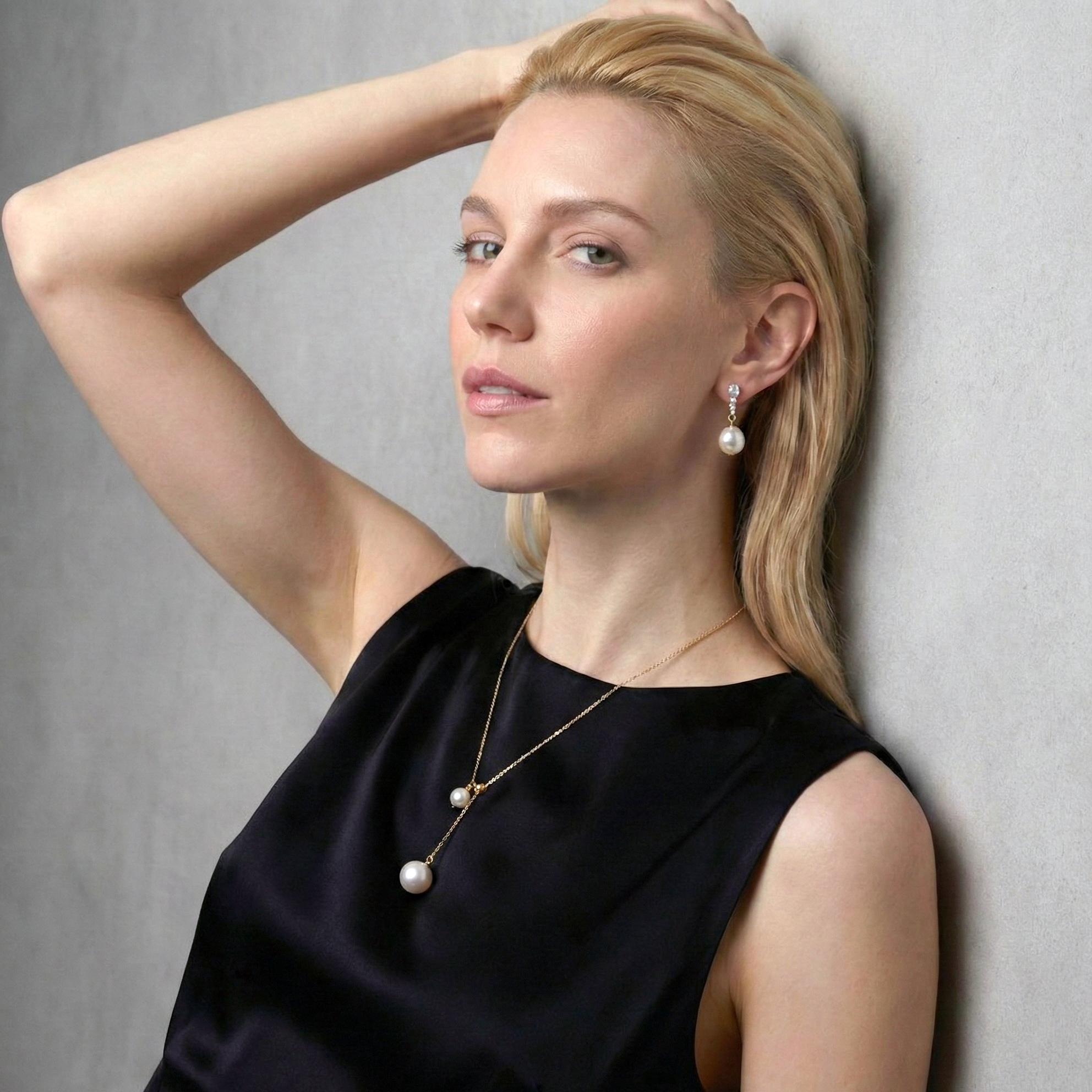 JESCOJES Charming Akoya Pearl Duo Pendant Necklace