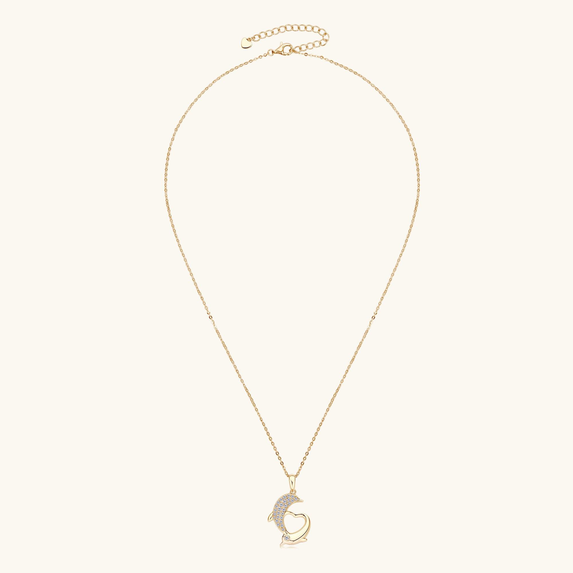 Gold Dolphin Premium Moissanite Pendant Necklace - JESCOJES