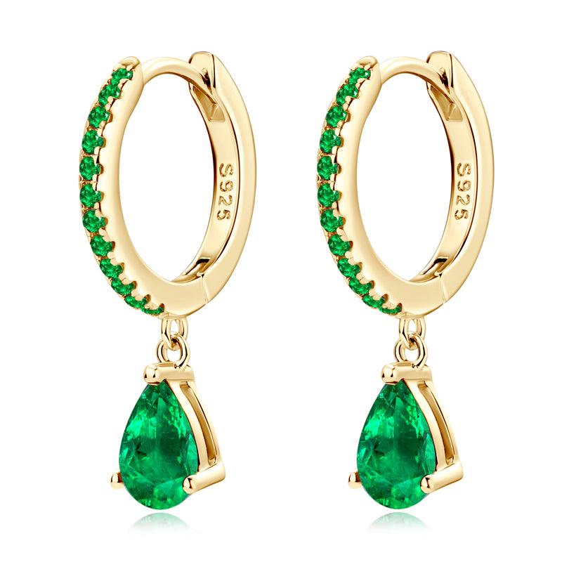 Pavé Water Drop Emerald Drop Earrings - JESCOJES