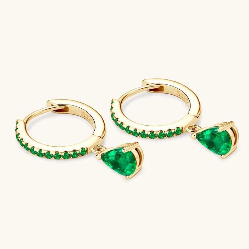 Pavé Water Drop Emerald Drop Earrings - JESCOJES