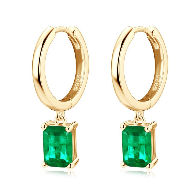 Classic Square Emerald Drop Earrings - JESCOJES
