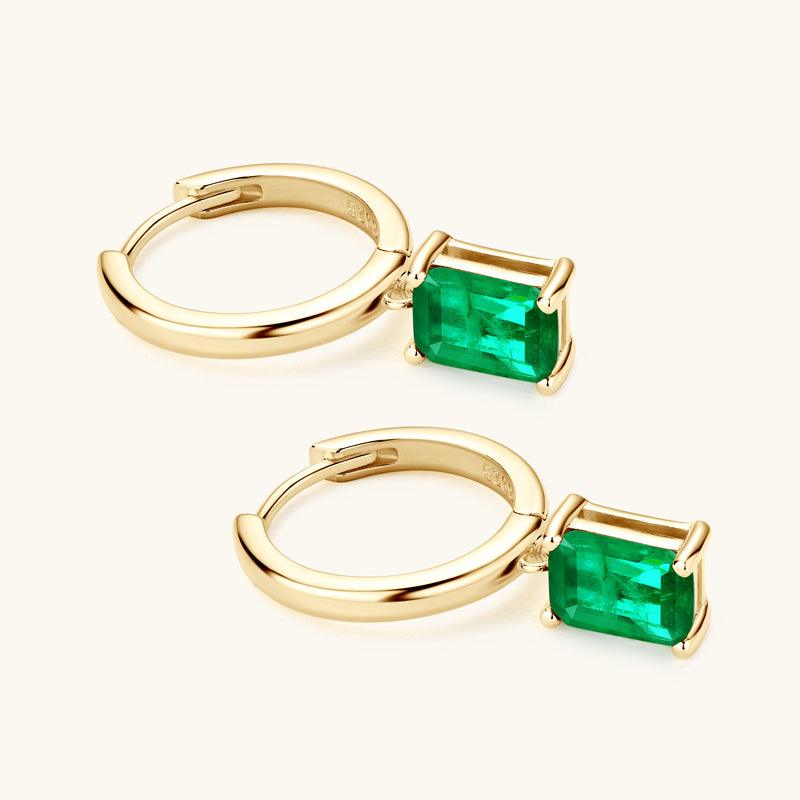 Classic Square Emerald Drop Earrings - JESCOJES