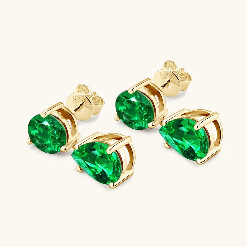 Vibrant Water Drop Emerald Drop Earrings - JESCOJES