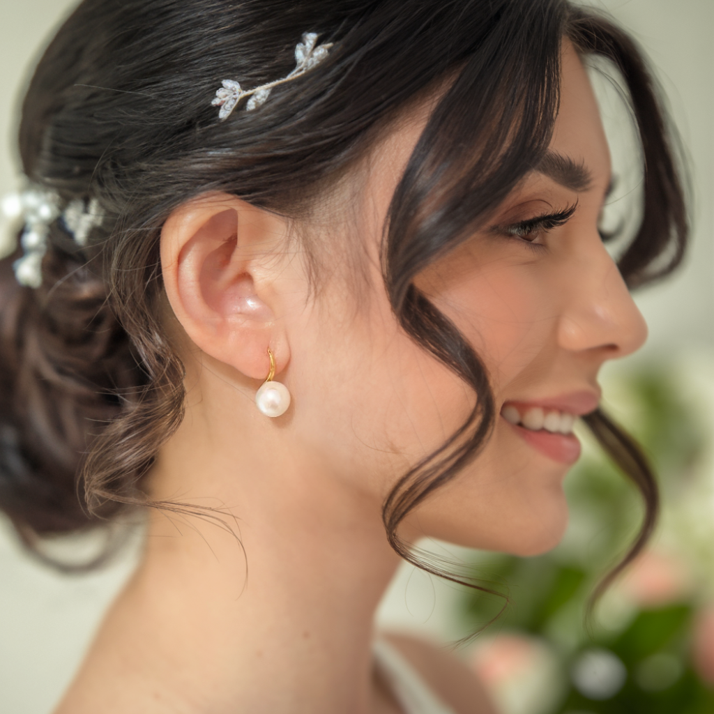 JESCOJES Charming Freshwater Pearl Drop Earrings - model