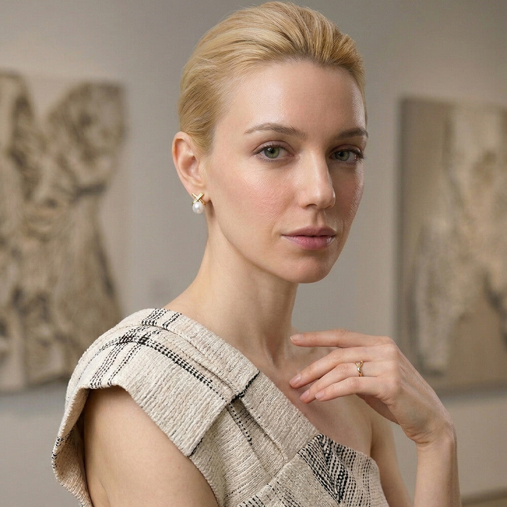 JESCOJES The Crossroads | Pearl Stud Earrings