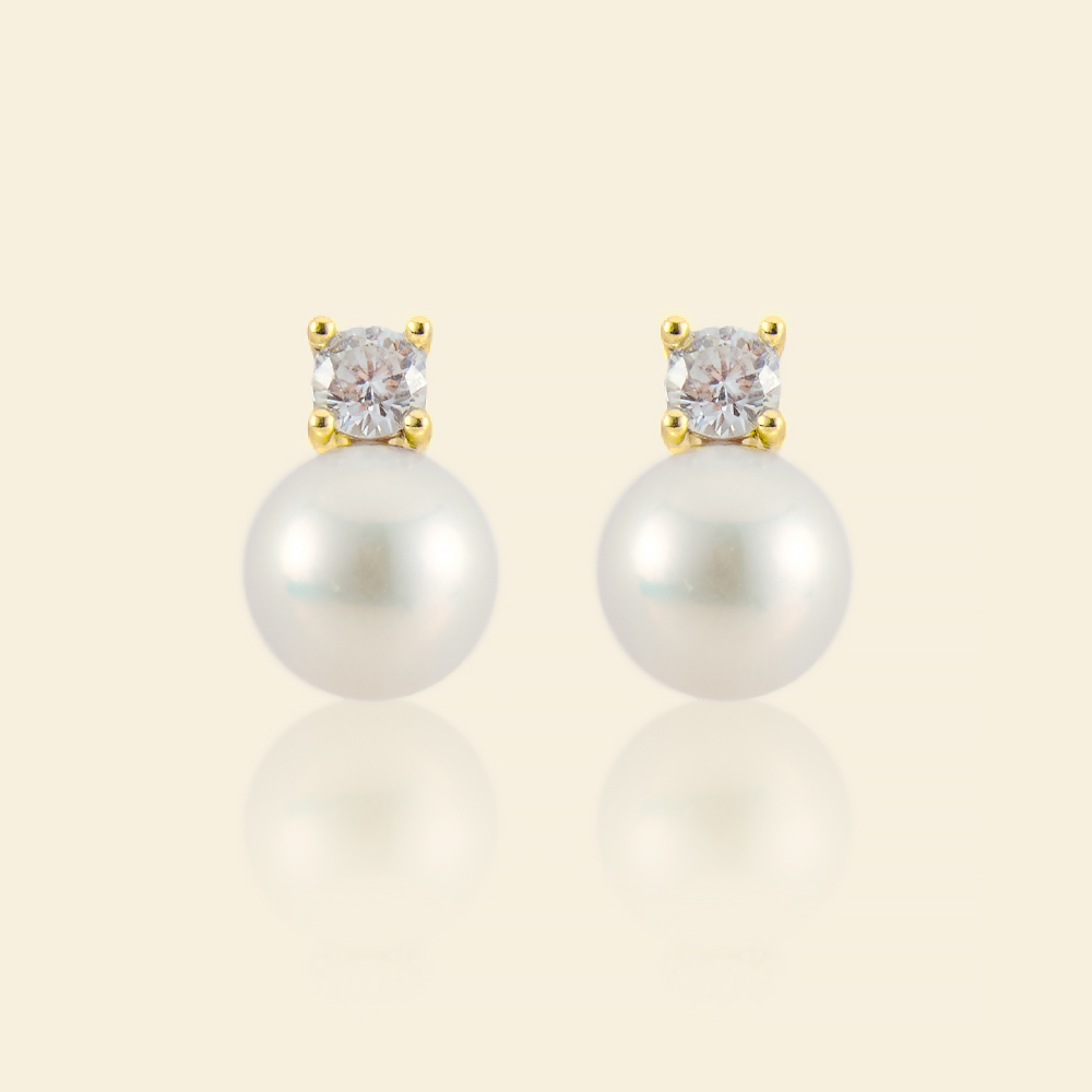JESCOJES Noble AAAA Freshwater Pearl Stud Earrings Gold Plated