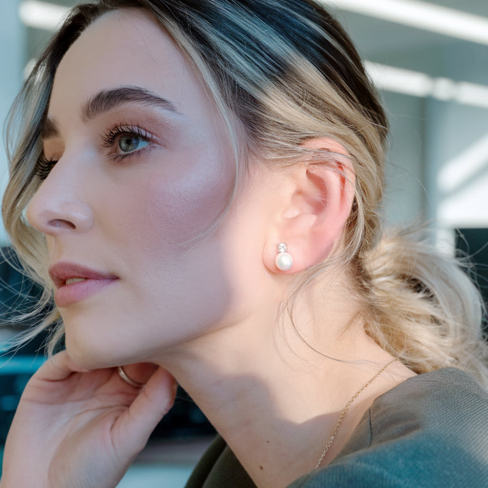 JESCOJES Noble AAAA Freshwater Pearl Stud Earrings