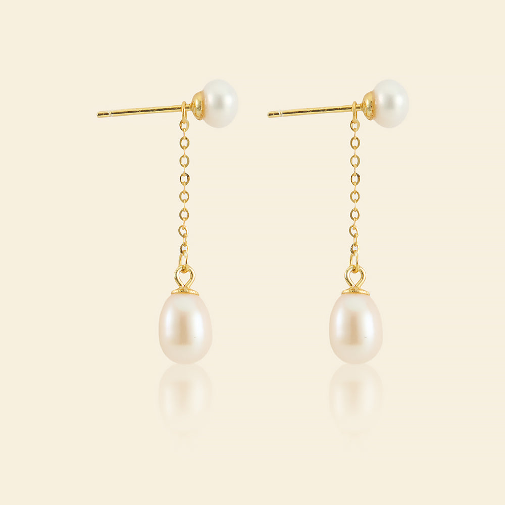 JESCOJES Elegant Two-way Freshwater Pearl Earrings
