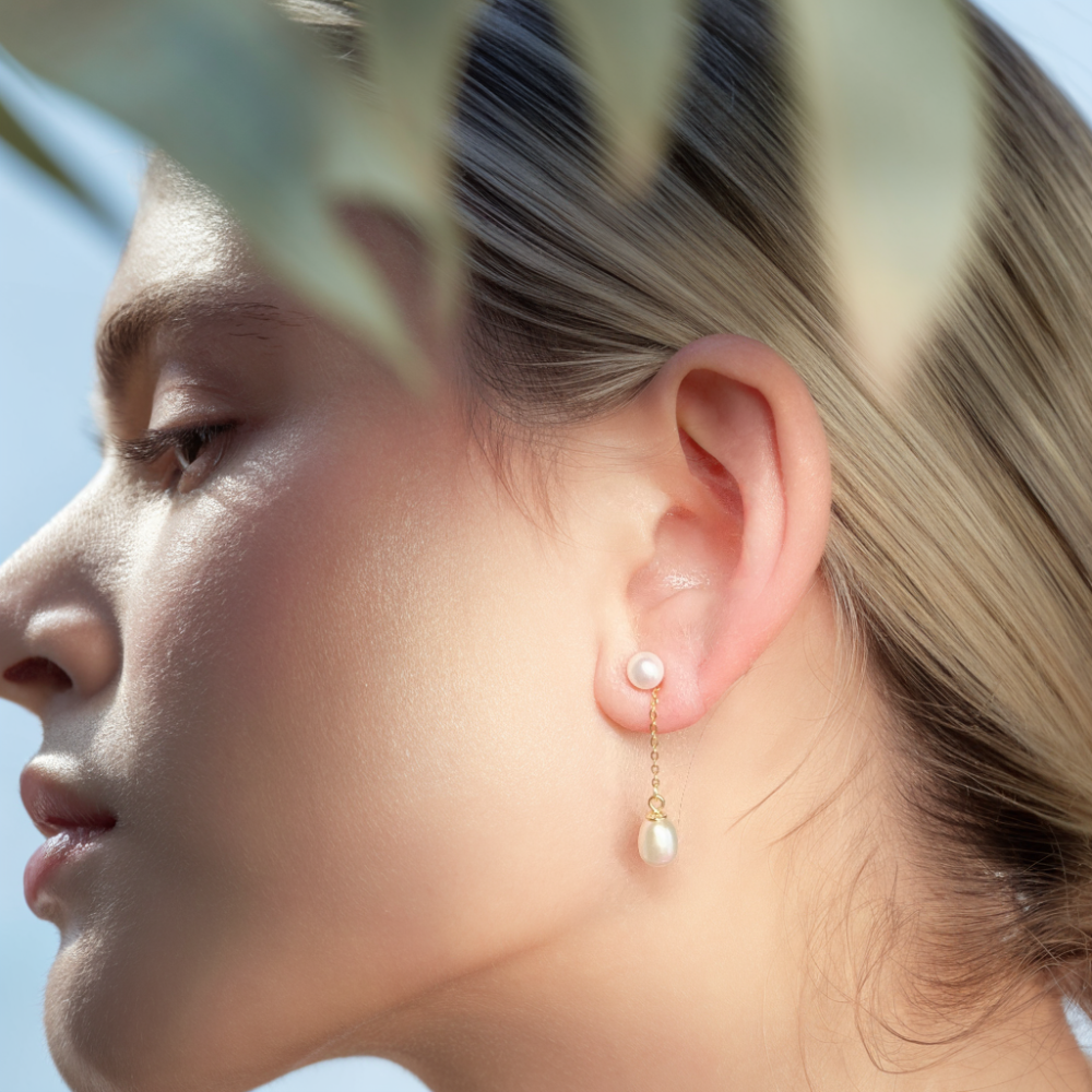 JESCOJES Elegant Two-way Freshwater Pearl Earrings