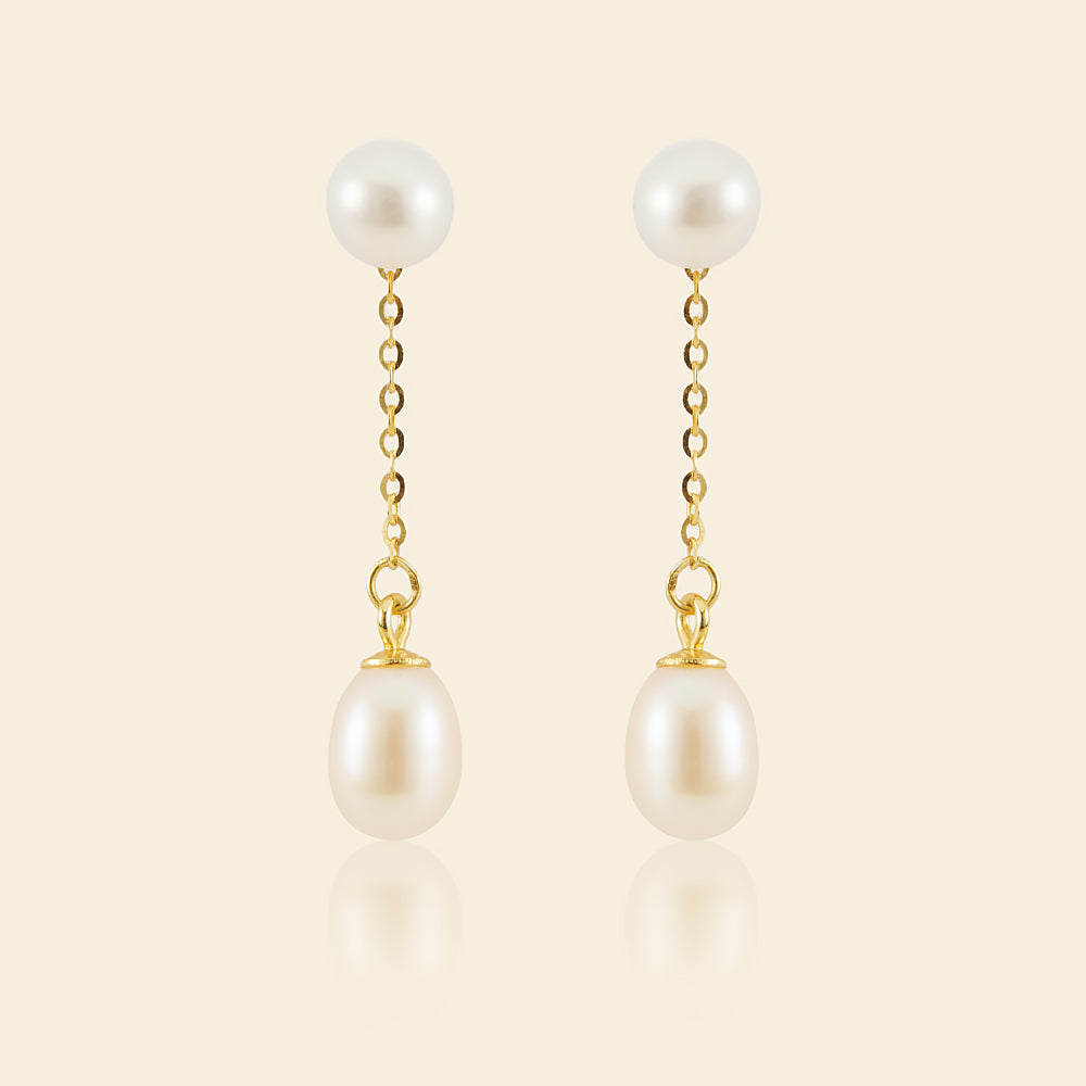 JESCOJES Elegant Two-way Freshwater Pearl Earrings