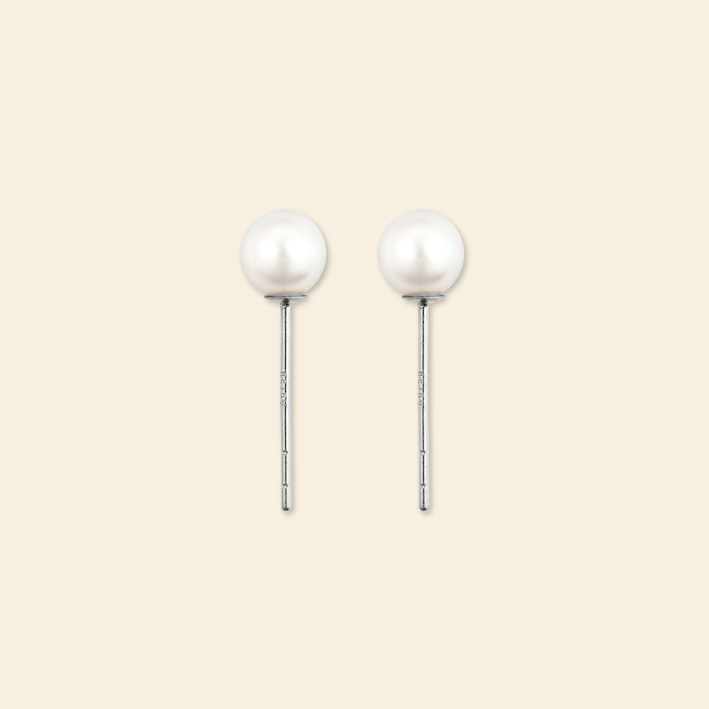 JESCOJES Charismatic 18K Gold Akoya Pearl Stud Earrings - 18K White Gold