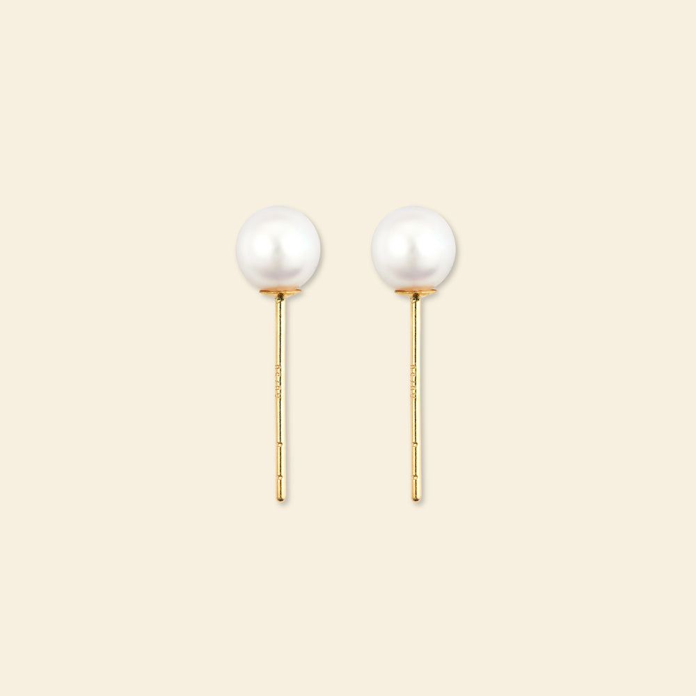 JESCOJES Charismatic 18K Gold Akoya Pearl Stud Earrings