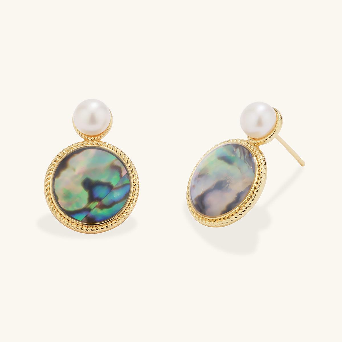 Freshwater Pearl & Abalone Shell Drop Earrings - JESCOJES