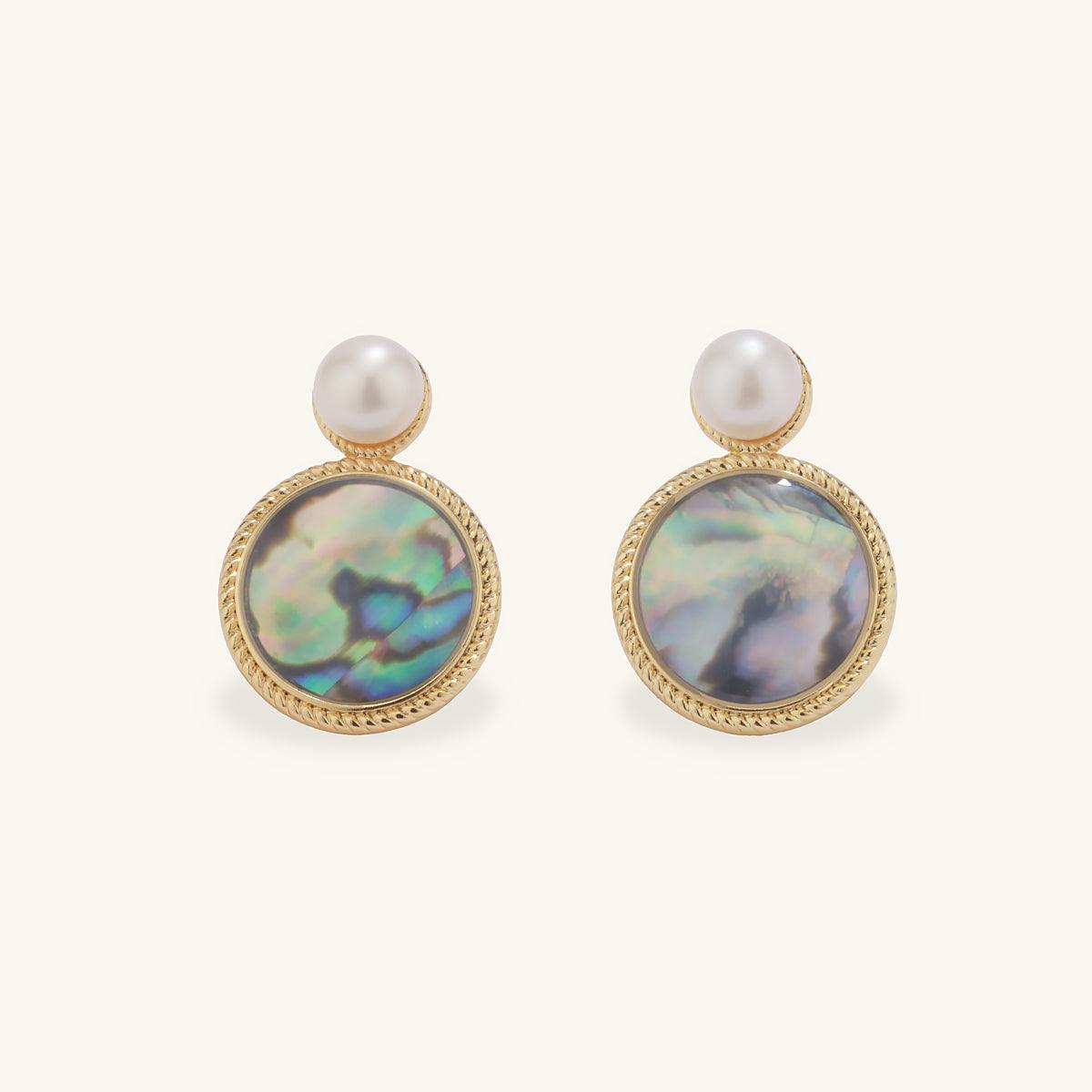 Freshwater Pearl & Abalone Shell Drop Earrings - JESCOJES