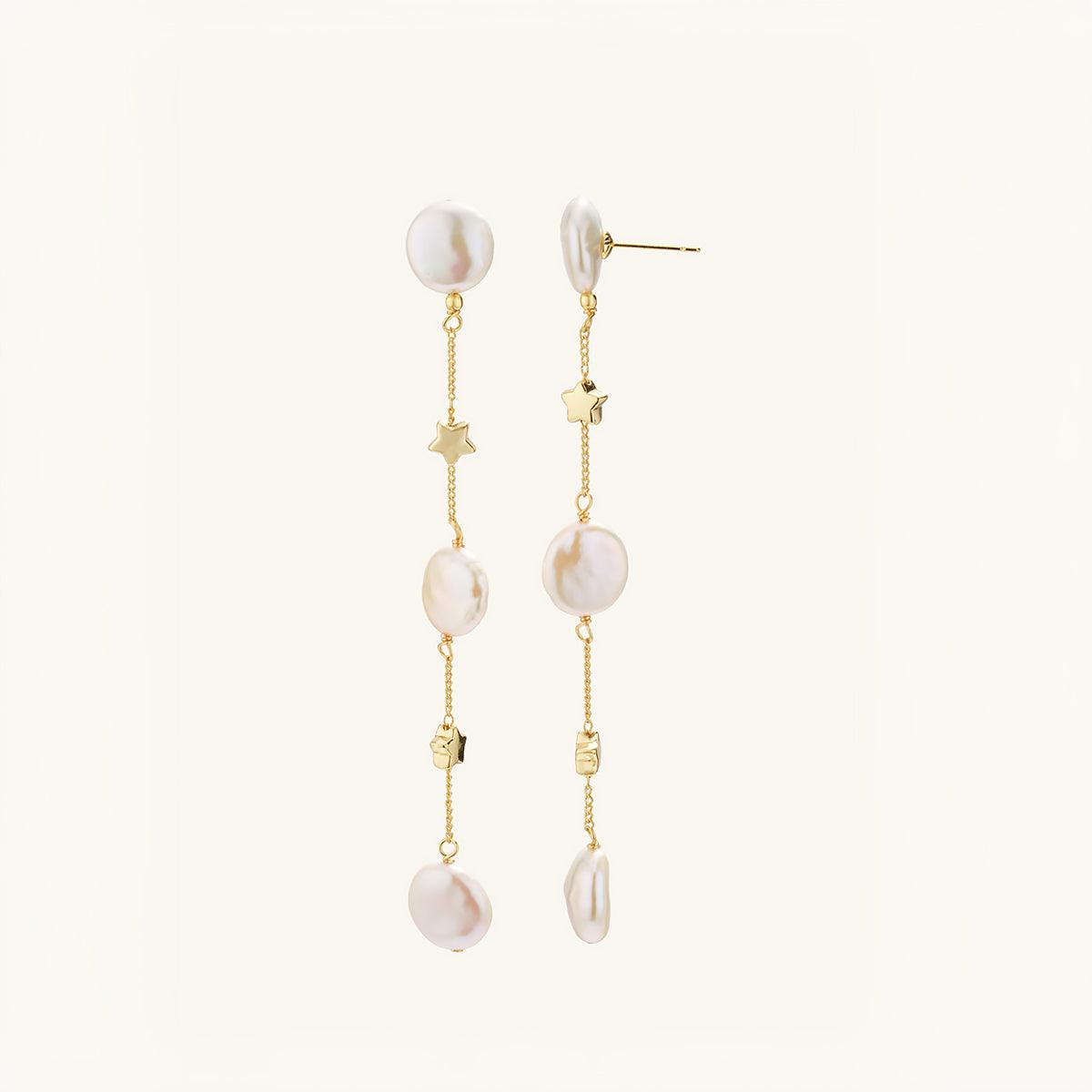 Elegant Star Freshwater Pearl Dangle Earrings - JESCOJES
