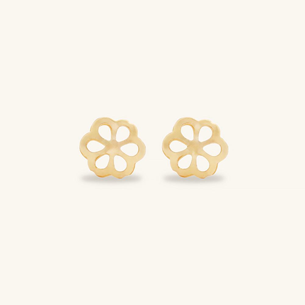 Shining Gold Plum Blossom Stud Earrings - JESCOJES