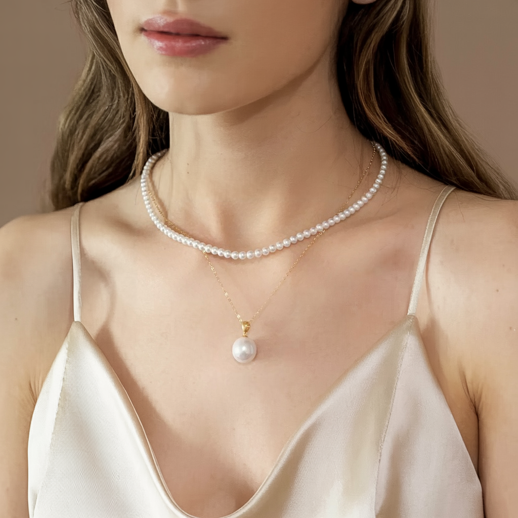 JESCOJES Charismatic AAA Freshwater Pearl Strand Necklace & Pearl Pendant Necklace