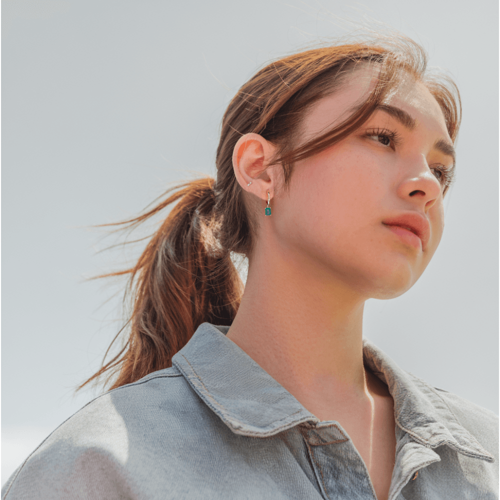 Classic Square Emerald Drop Earrings - JESCOJES