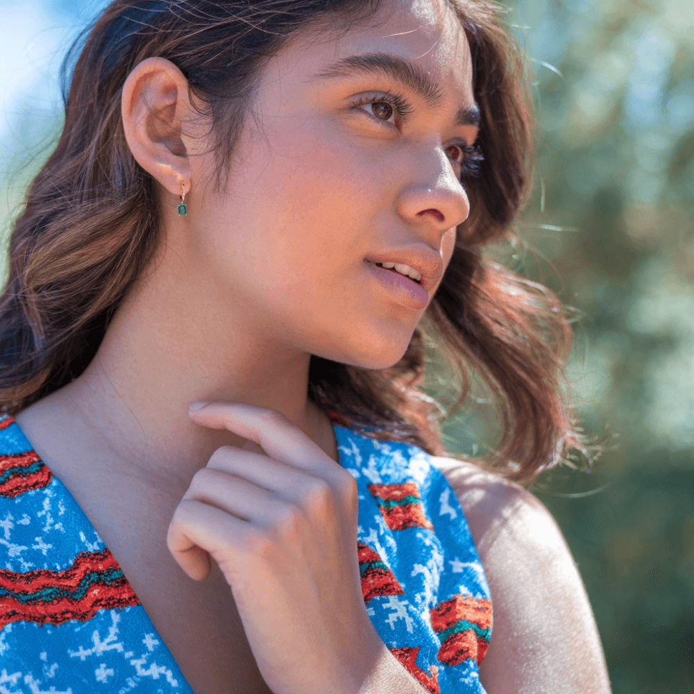 Classic Square Emerald Drop Earrings - JESCOJES