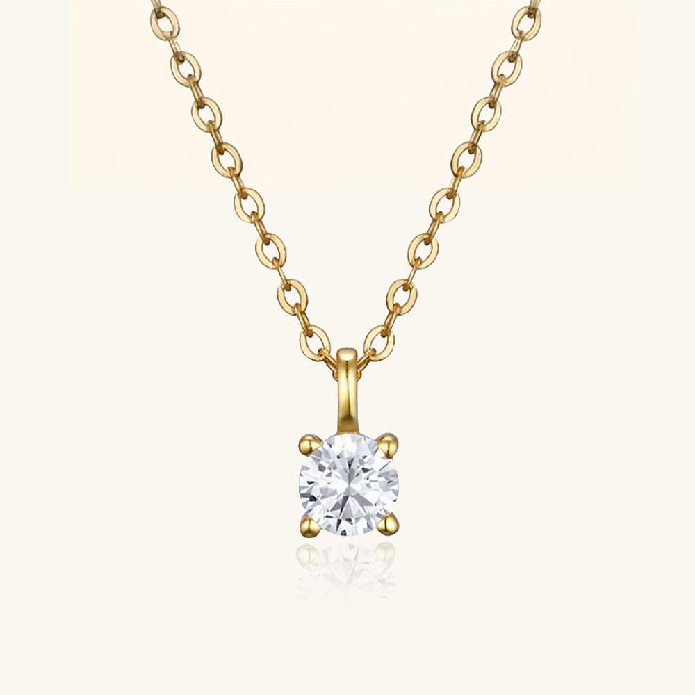 Golden Moissanite Four Prong Necklace 0.5CT - JESCOJES