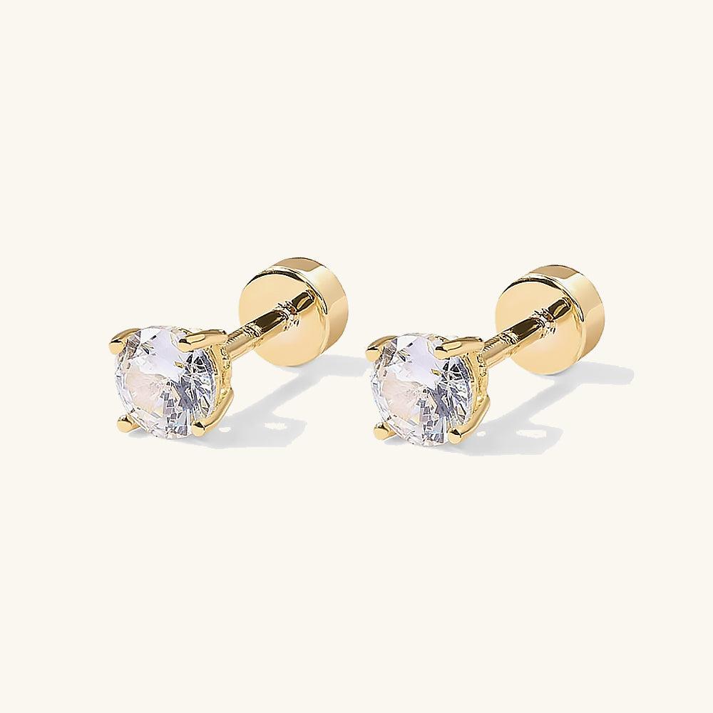 Golden Moissanite Four Prong Stud Earrings 0.3CT - JESCOJES