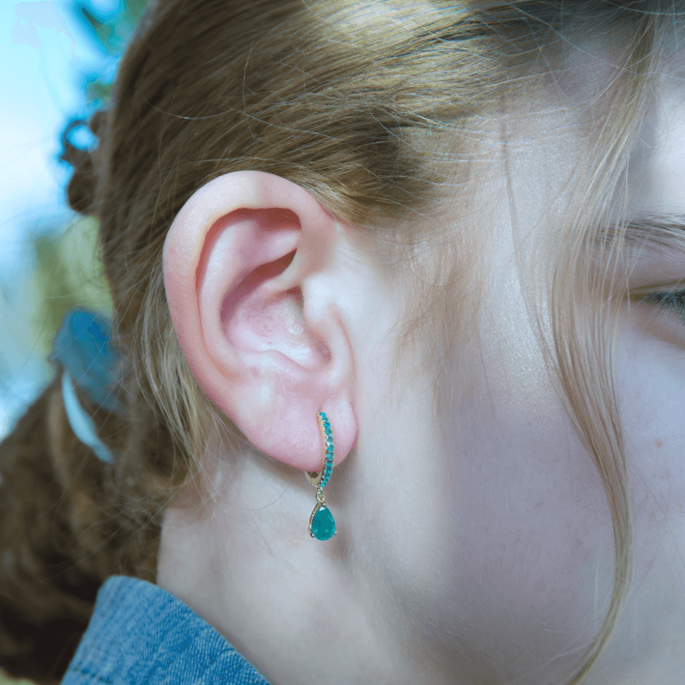 Pavé Water Drop Emerald Drop Earrings - JESCOJES