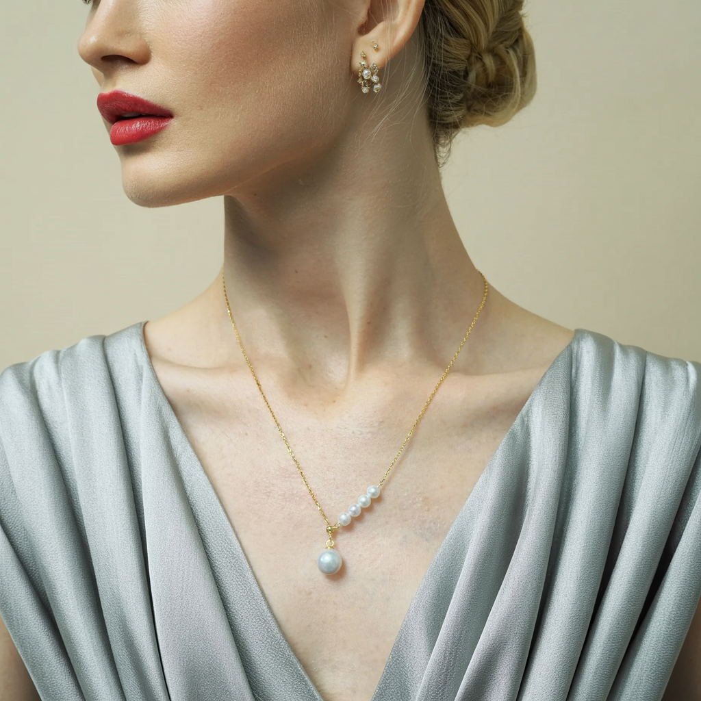 JESCOJES Luminous AAAA-Grade Pearls Pendant Necklace