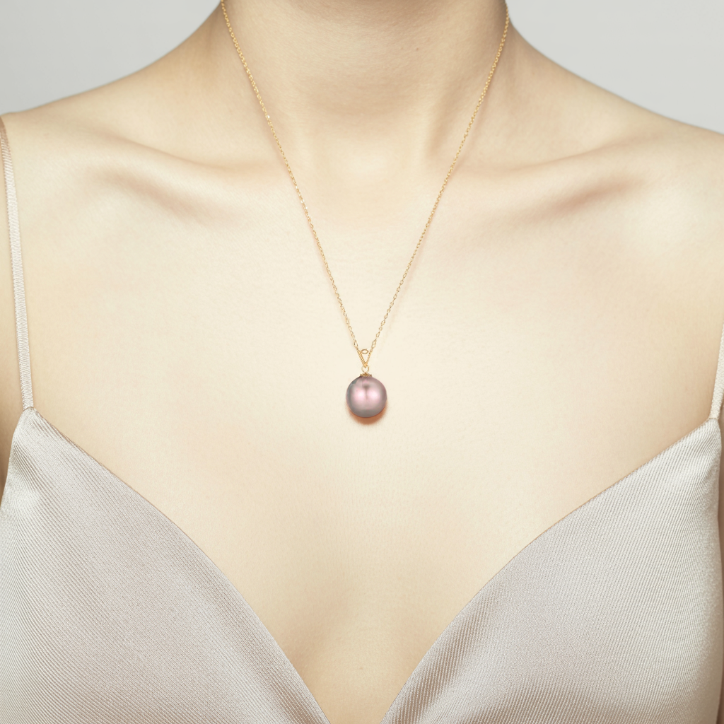 JESCOJES Lustrous AAAA Pearl Vogue Pendant Necklace- Violet