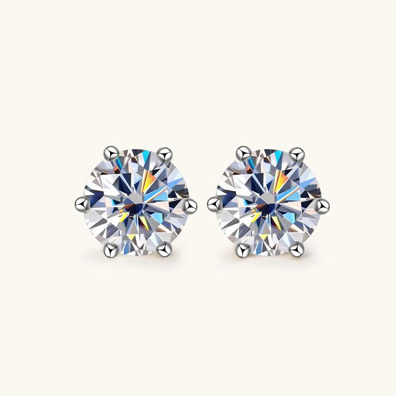 Classic Six Prong Moissanite Stud Earrings - JESCOJES
