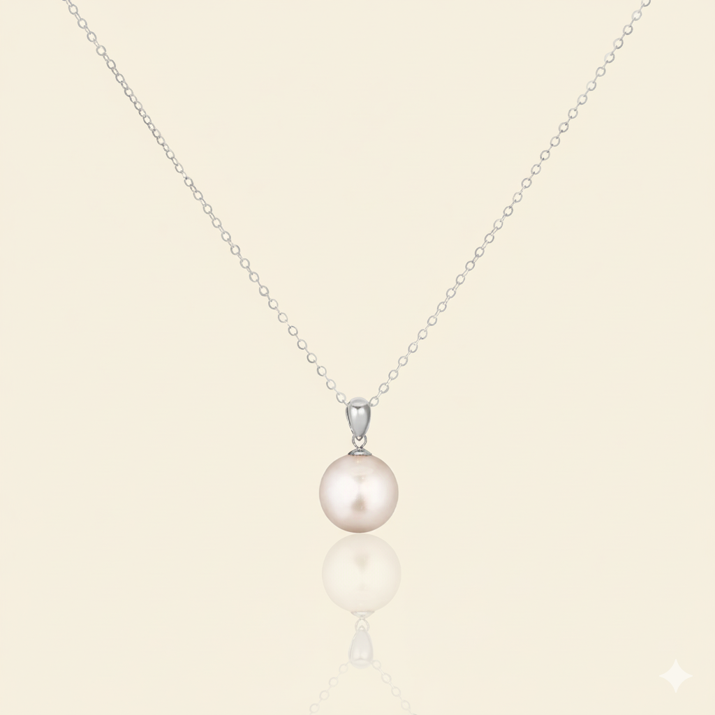 JESCOJES Shining 18K Gold Premium Pearl Pendant Necklace