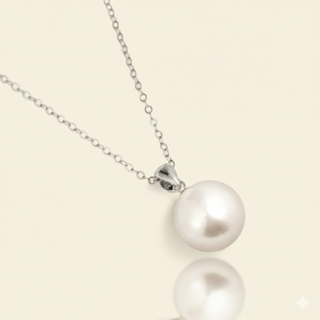 JESCOJES Shining 18K Gold Premium Pearl Pendant Necklace