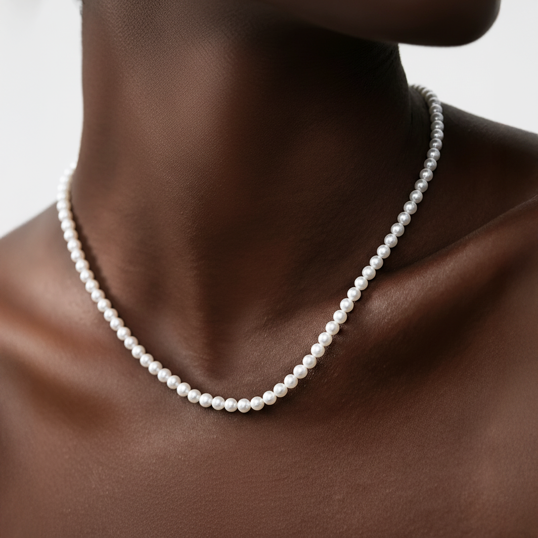 JESCOJES Elegant 6-7mm White Freshwater Pearl Strand Necklace - model