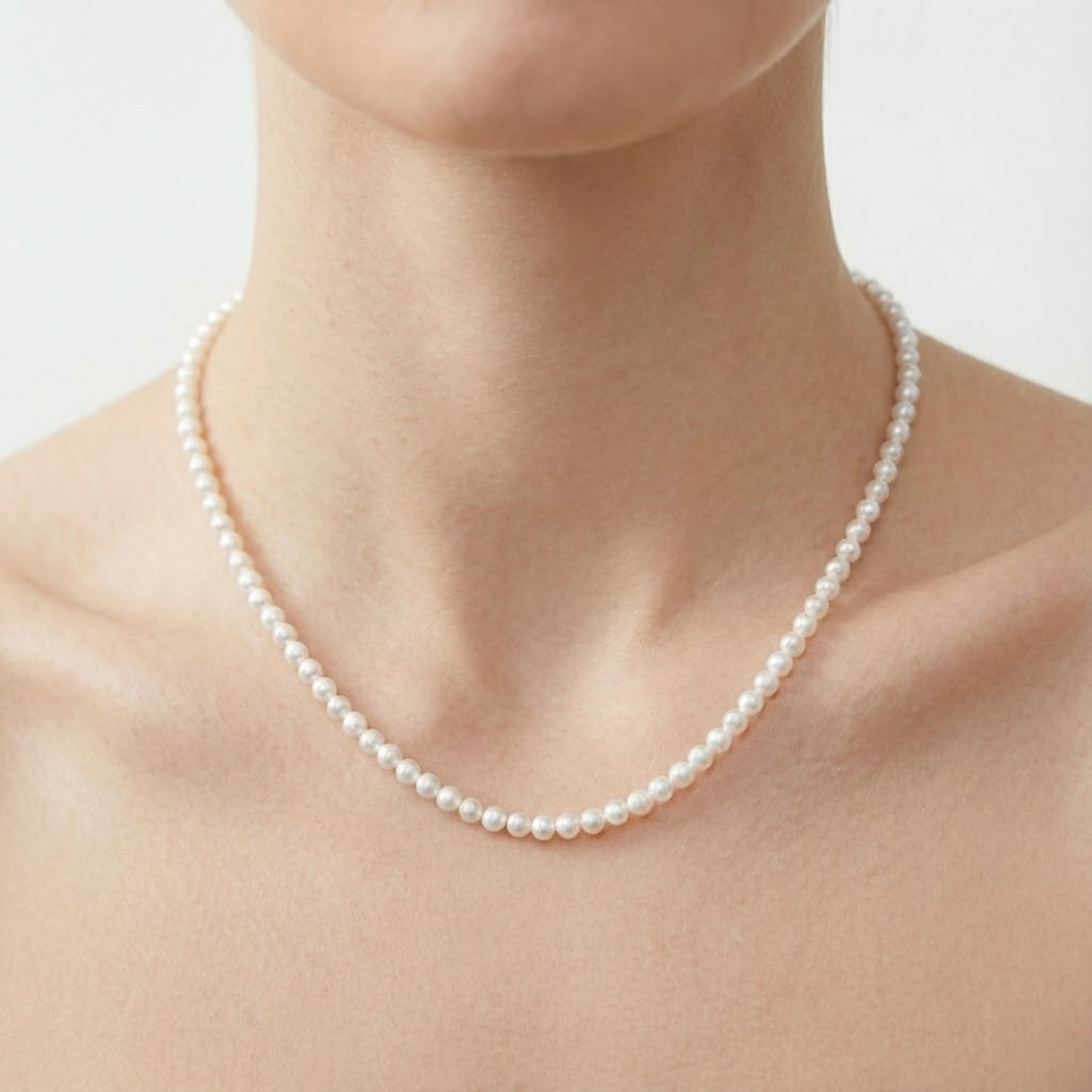 JESCOJES Elegant 6-7mm White Freshwater Pearl Strand Necklace - model