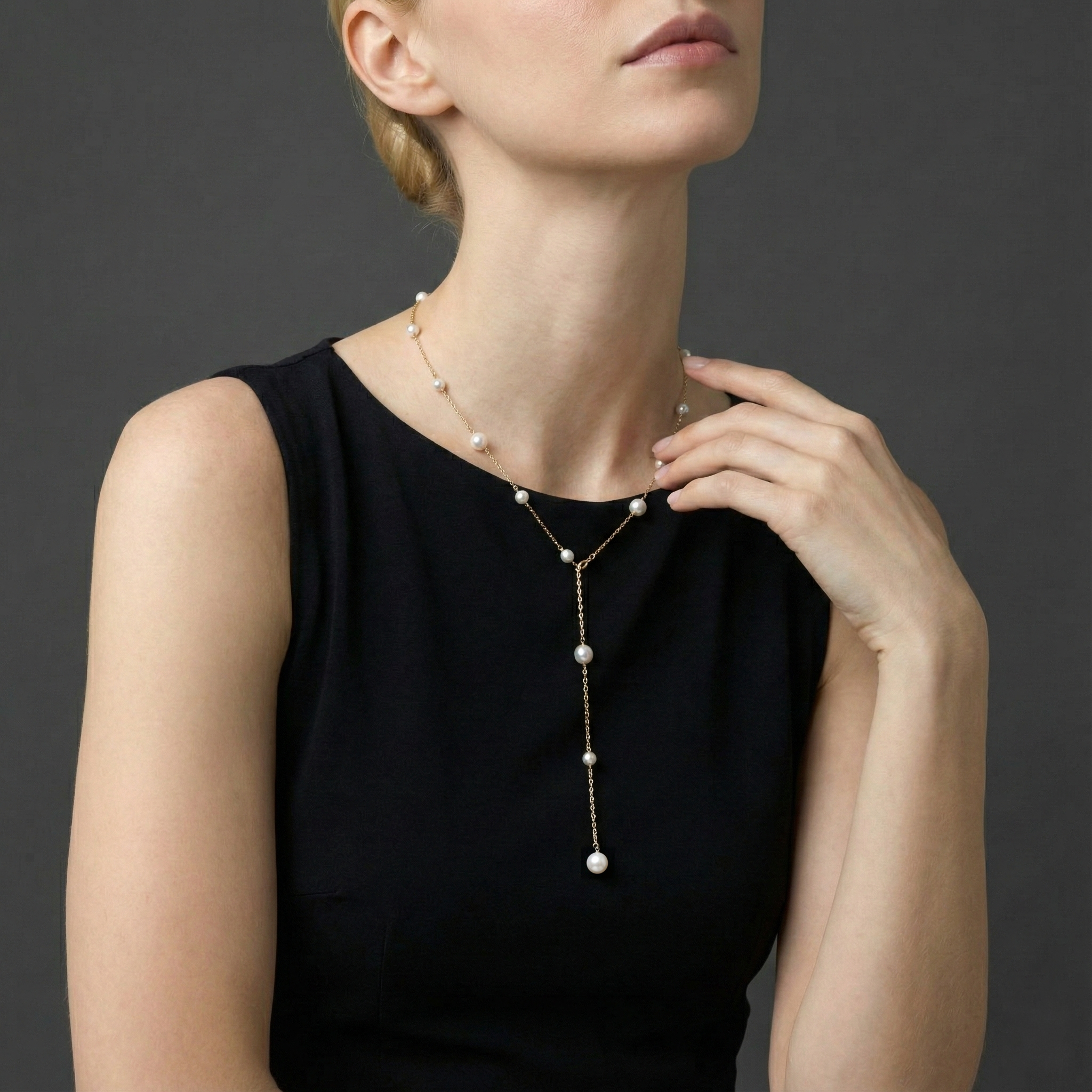 JESCOJES Starry Night AAA Freshwater Pearl Necklace - model