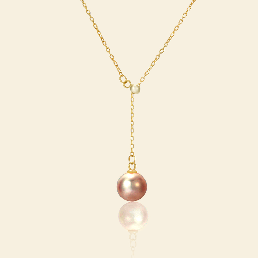 JESCOJES Luminous AAAA-Grade Pearls Pendant Necklace - Orange