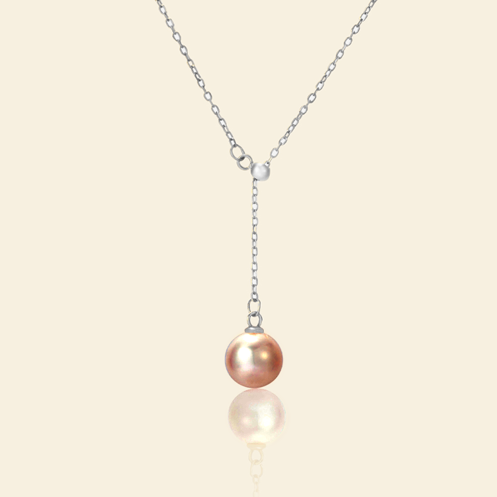 JESCOJES Luminous AAAA-Grade Pearls Pendant Necklace - Orange