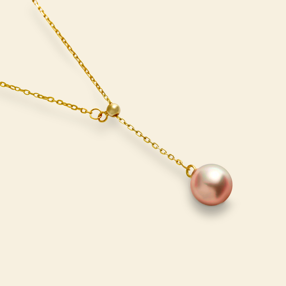 JESCOJES Luminous AAAA-Grade Pearls Pendant Necklace - Orange