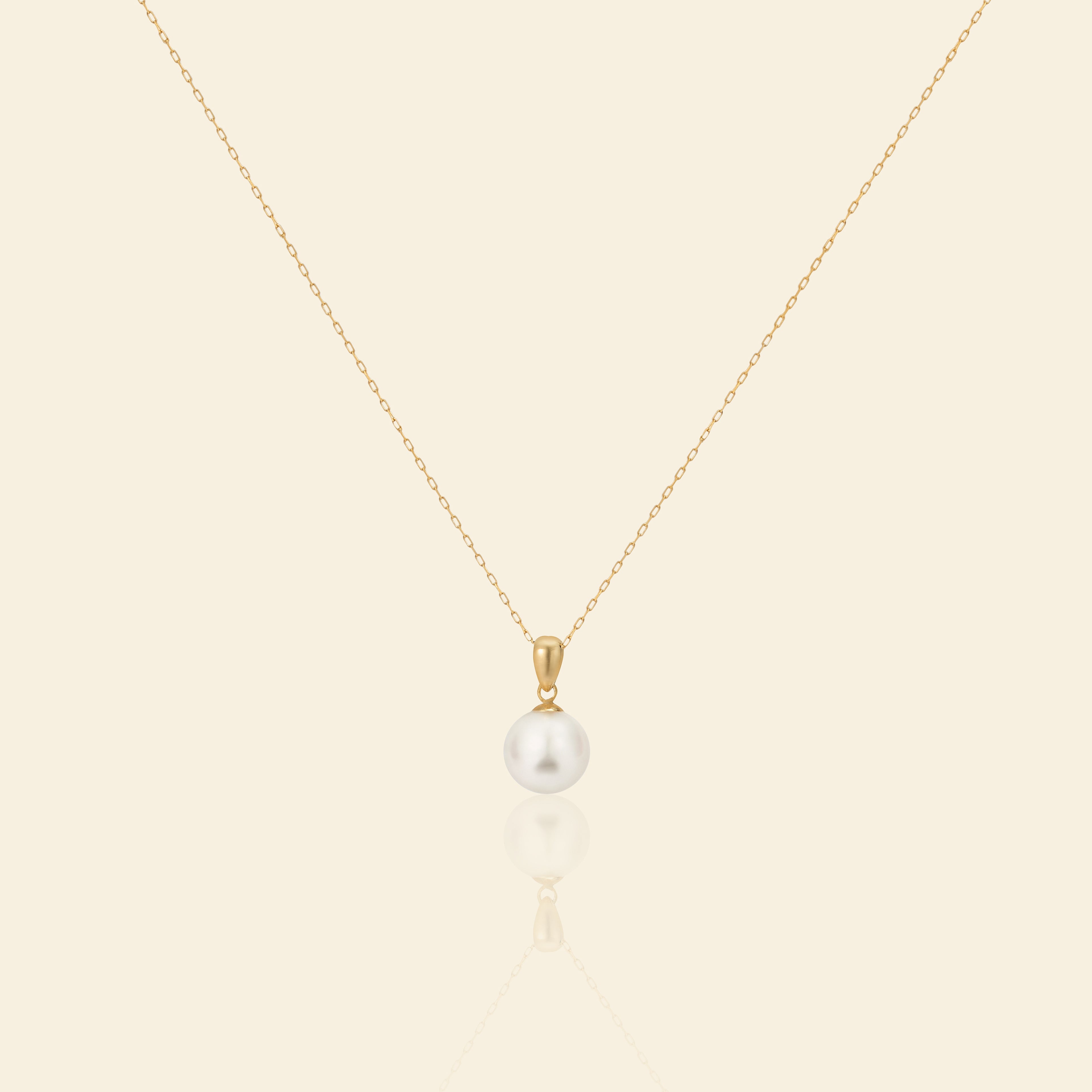 JESCOJES Shining Akoya Pearl 18K Gold Pendant Necklace
