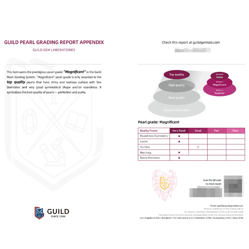 JESCOJES Shining Akoya Pearl 18K Gold Pendant Necklace - GUILD Certificate