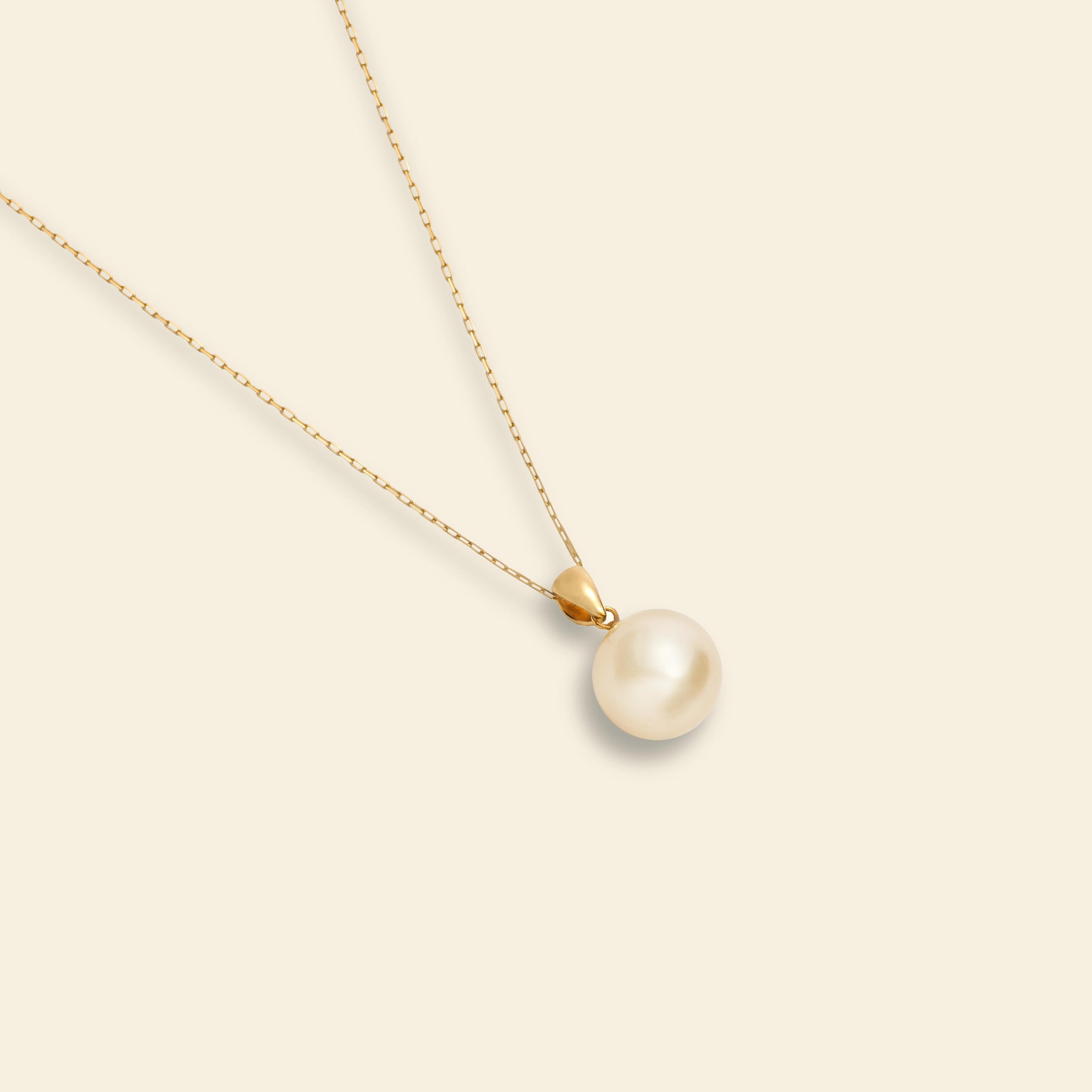 JESCOJES Shining South Sea Gold Pearl 18K Gold Pendant Necklace