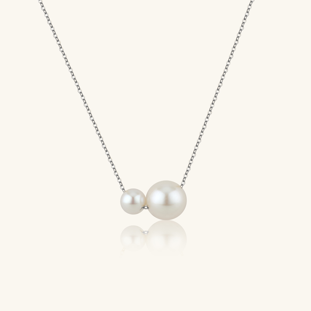 JESCOJES Charismatic 18K Gold Akoya Pearls Pendant Necklace - White Gold
