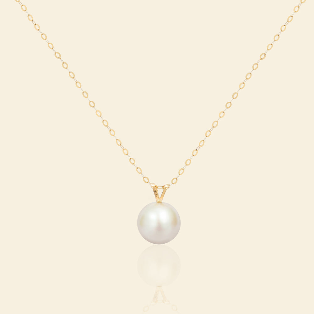 JESCOJES 18K Gold AAAA Pearl V-Bale Pendant Necklace