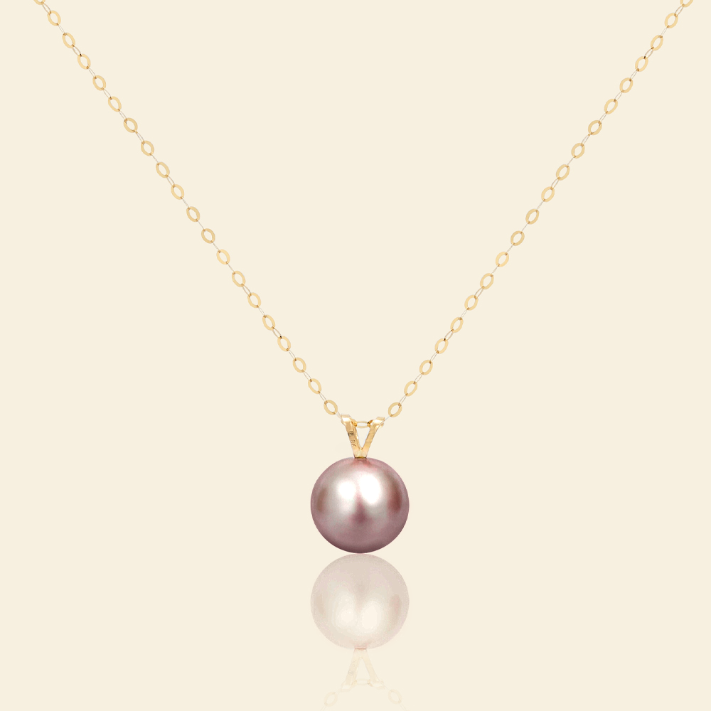 JESCOJES Lustrous AAAA Pearl V-Bale Pendant Necklace - Violet