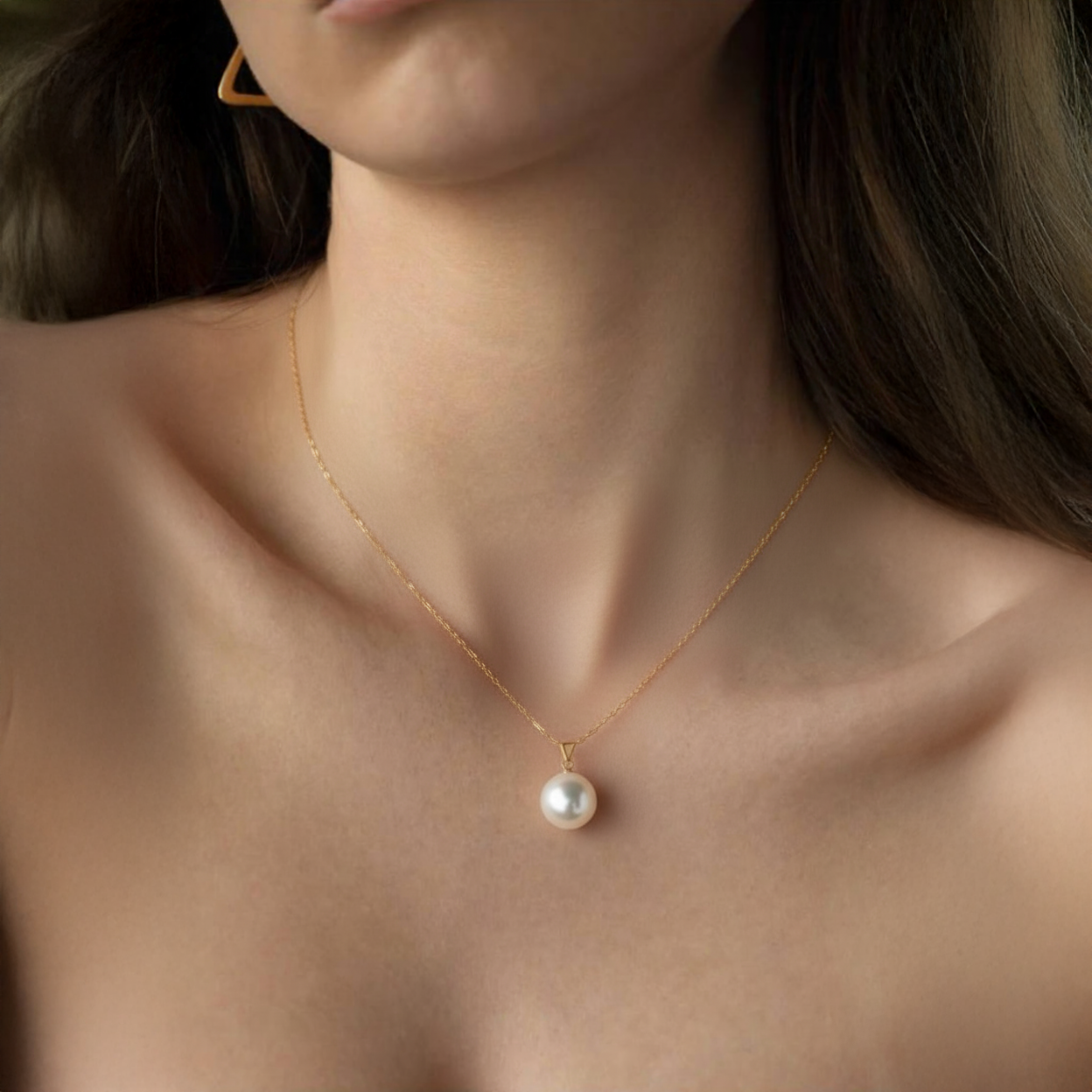 JESCOJES 18K Gold AAAA Pearl Vogue Pendant Necklace