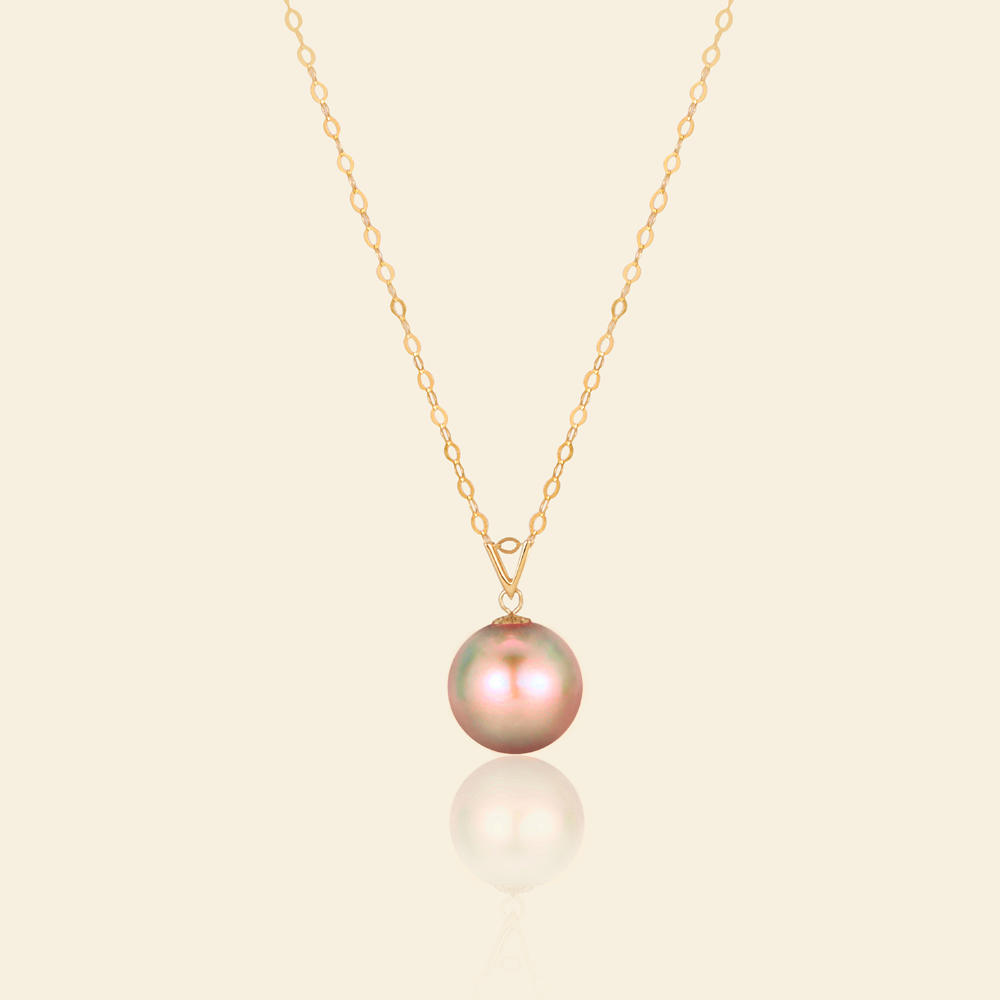 JESCOJES 18K Gold AAAA Pearl Vogue Pendant Necklace - Orange